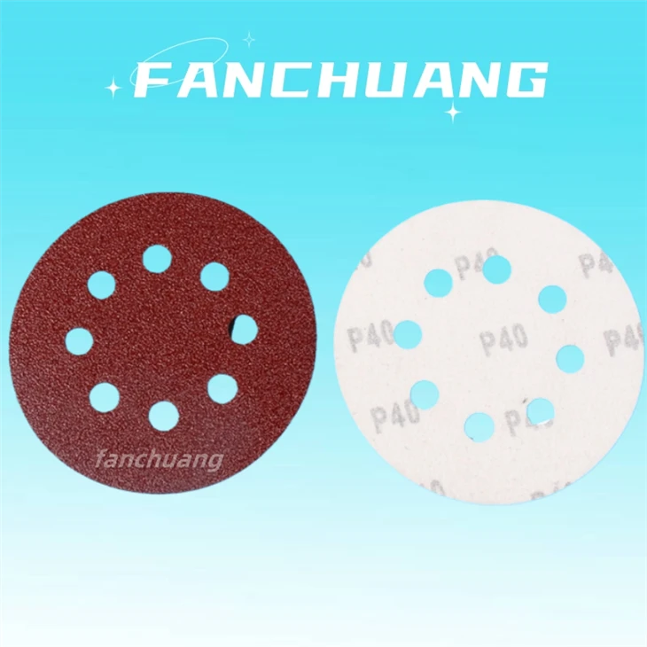 Red Flocking Sandpaper For Polishing And Sanding,5Inch 8Holes